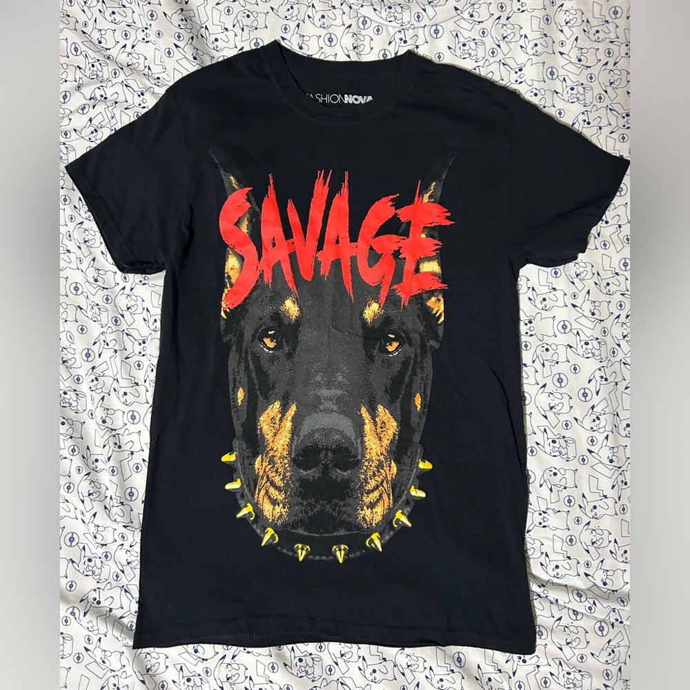 FASHION NOVA Savage Dog Graphic Tee Shirt